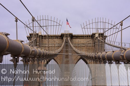 The Manhattan tower of the Brooklyn Bridge